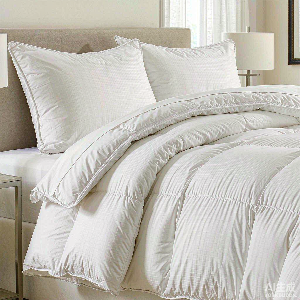 White microfiber duvet and pillows on a bed